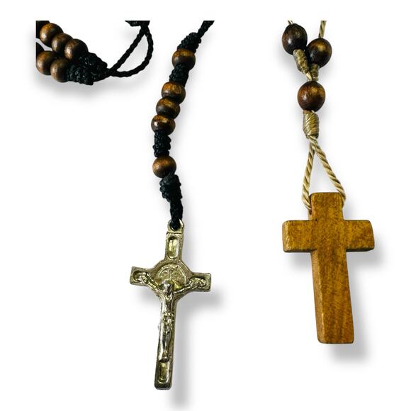Vintage Wood Rosaries Lot of 2 | Medjugorje Catholic Prayer Beads - Picture 2 of 6